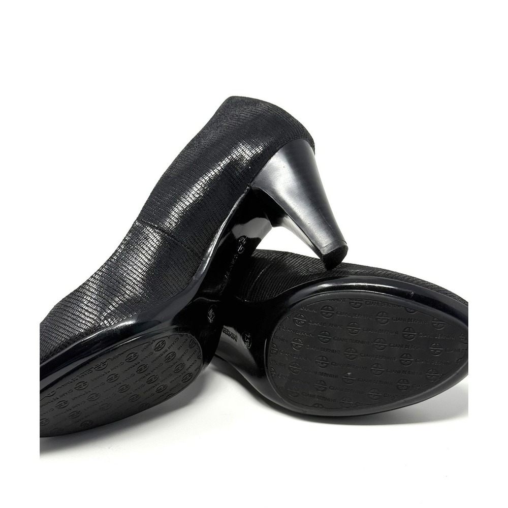 Giani Bernini Black Patent Leather Platform Pumps Shoe SnakeSkin Women's 7.5 W - Picture 6 of 9